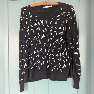 🩵 🖤 Zara XL Knit Pullover Sweater Metallic Design Holidays